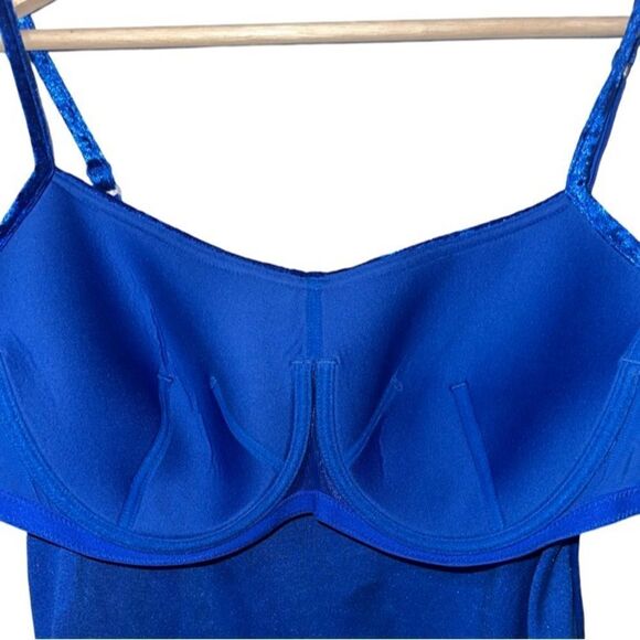 Blue Velvet Top Bra Support 38C Medium M blouse Tank Susan Lucci Designer - Picture 4 of 4